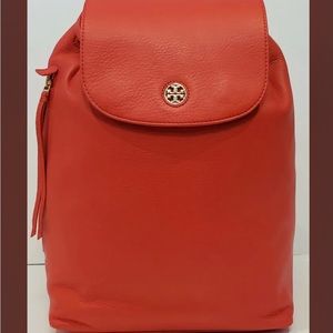 Tory Burch broody pebbled leather backpack in samba.
